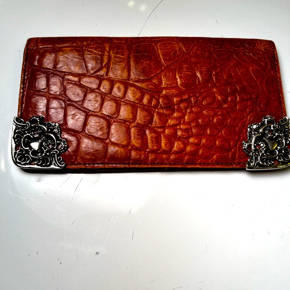 Glen Miller for Ann Turk Leather Wallet with Silver-tone Corner Points Rare